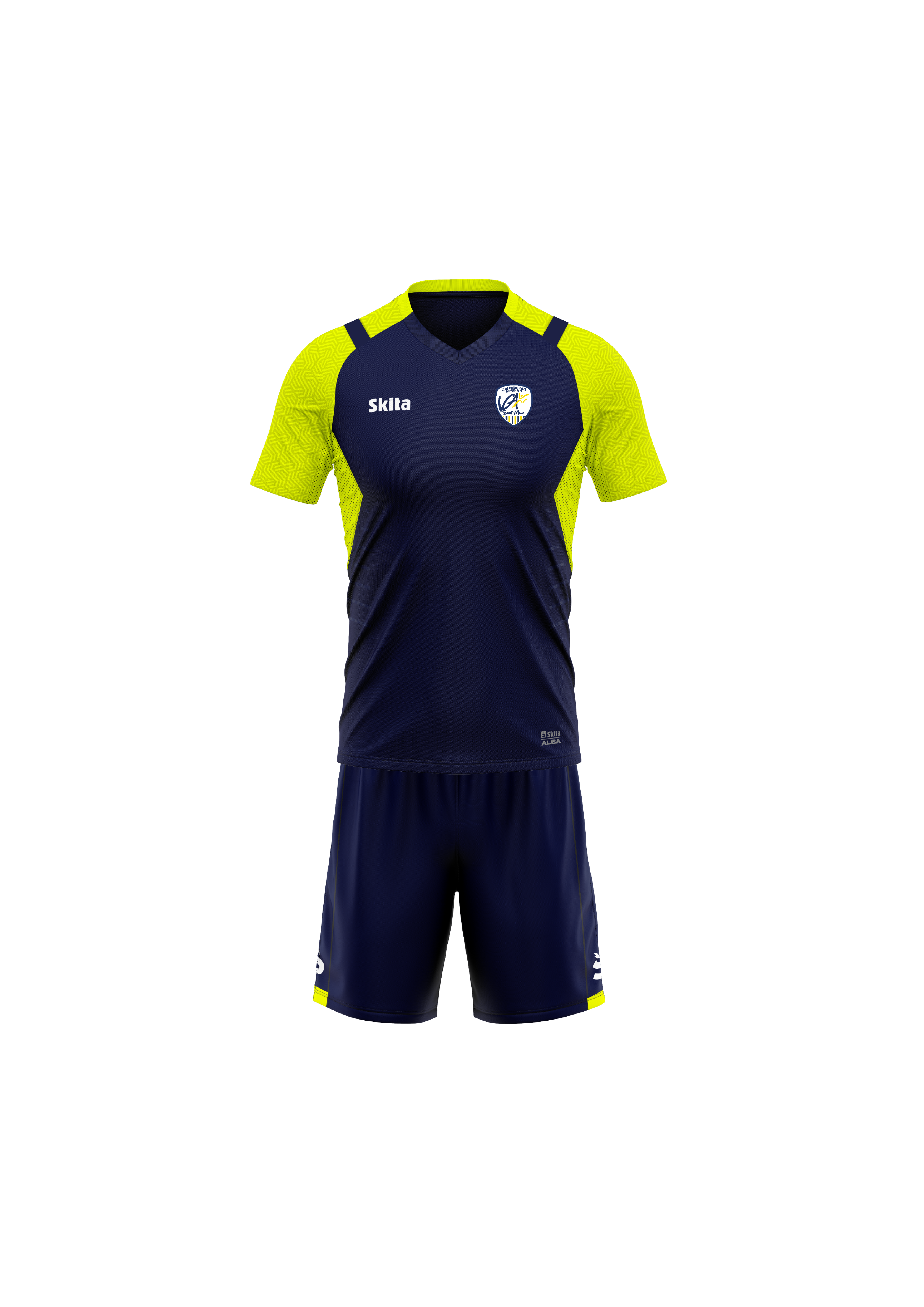 Maillot short ALBA bleu nuit/jaune fluo (VGA Saint-Maur)